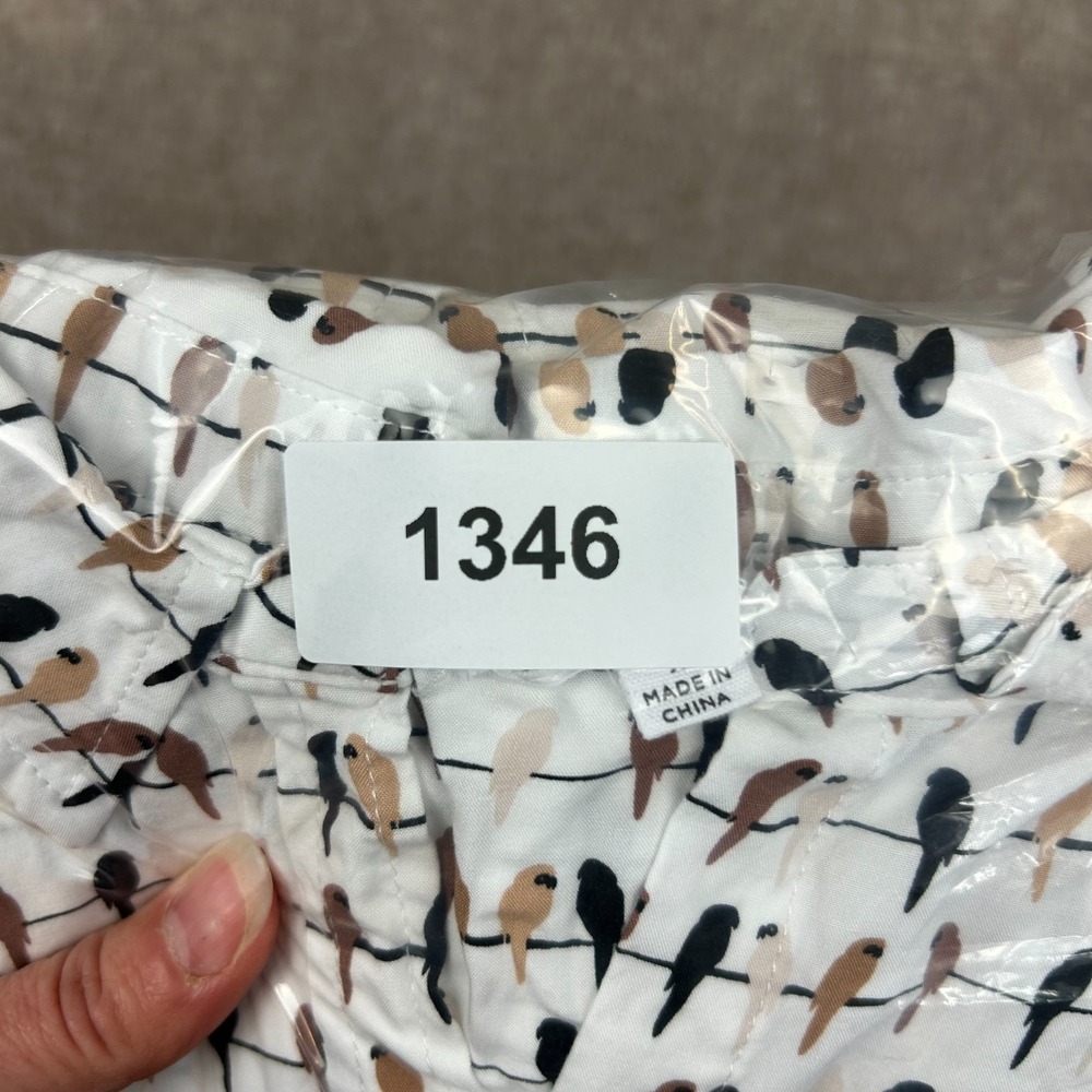 Jane + Delancey Shirt Womens XL White Rayon Parrot Print Round Hem Button Up - Picture 12 of 12